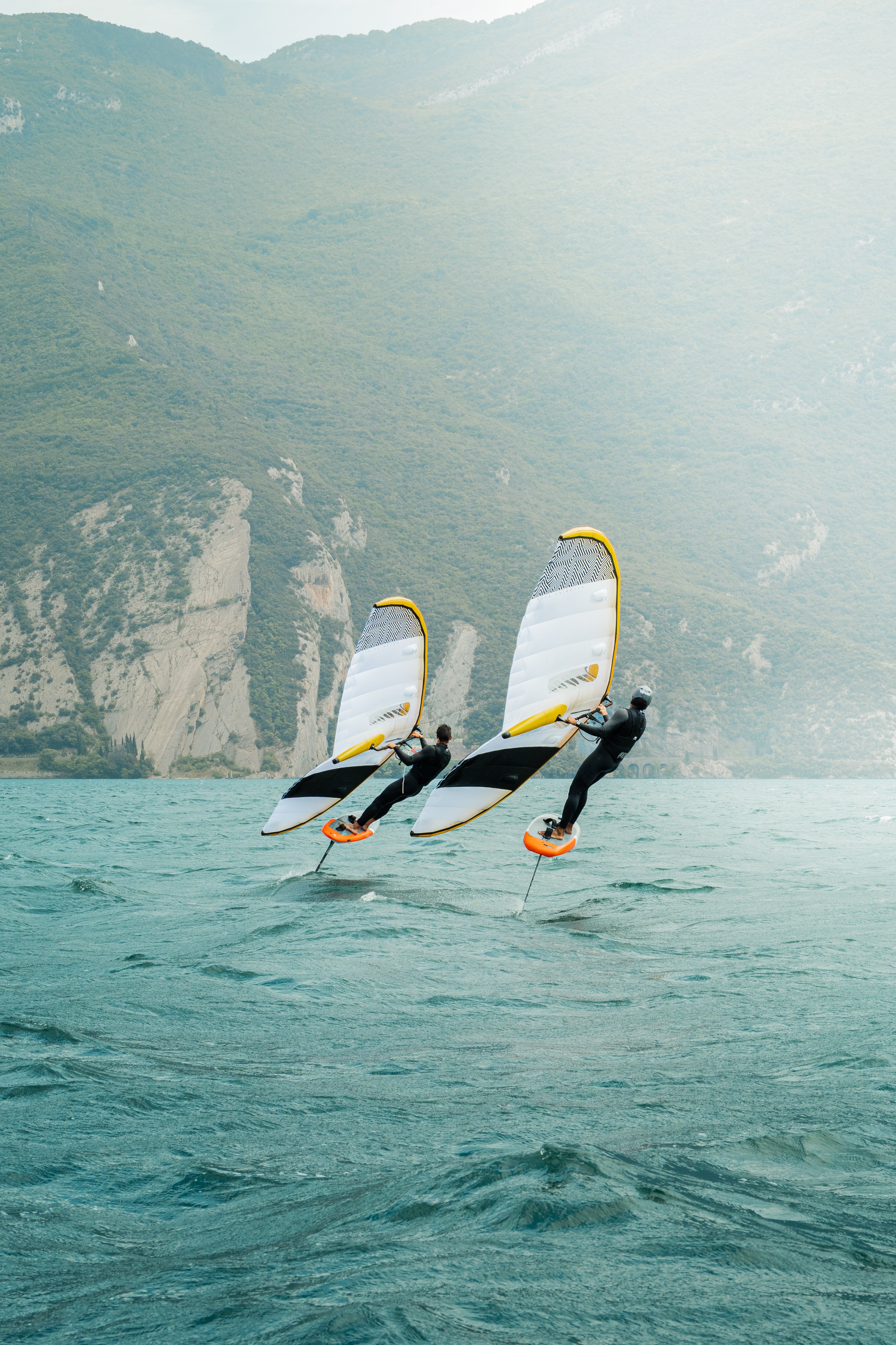 Alessandro wingfoiling during training